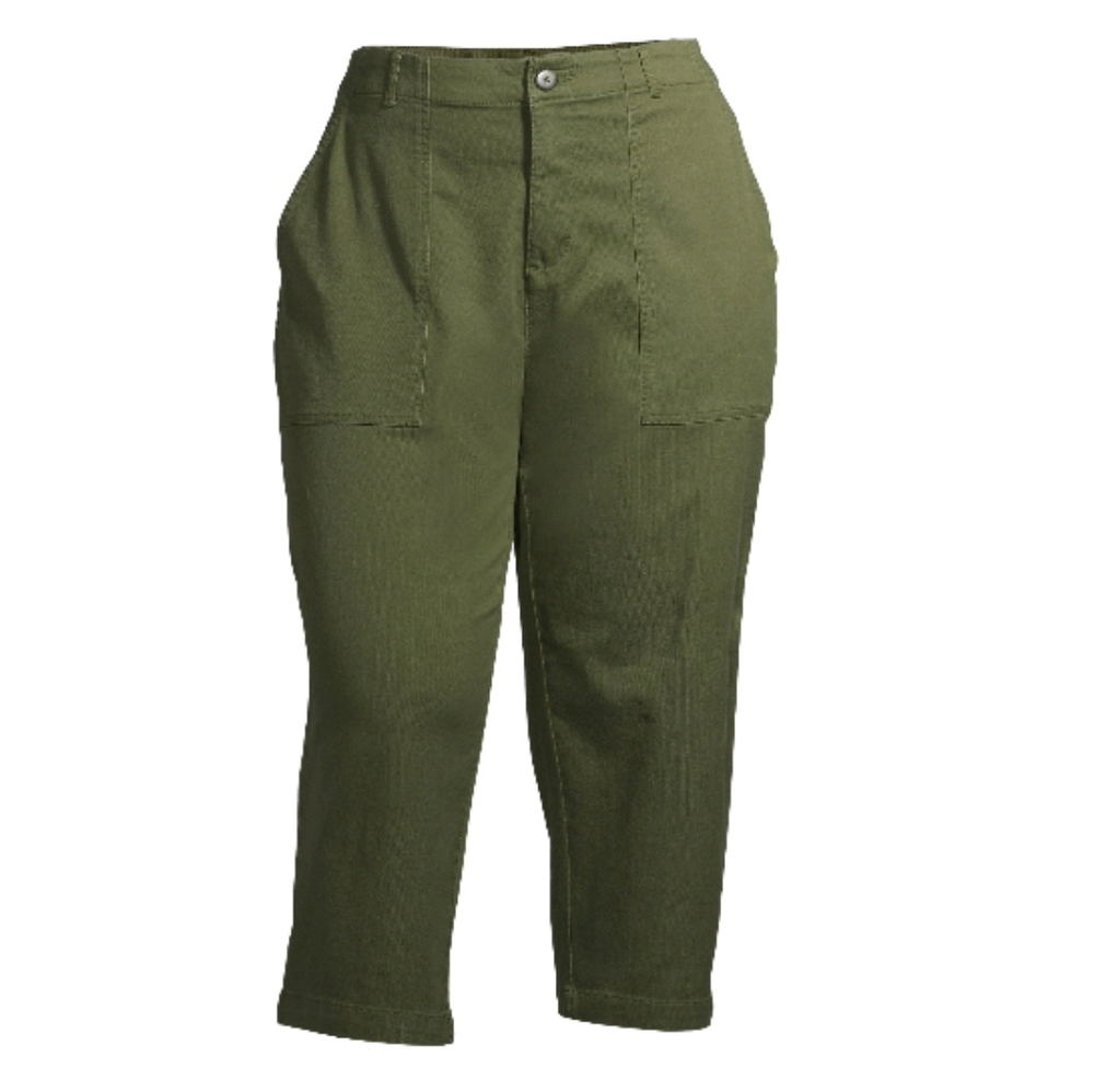 24W Capris Pants Cropped Stretch Army Green Olive